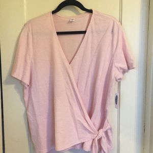 Blush Pink Cotton Slub Tee w/ Tie